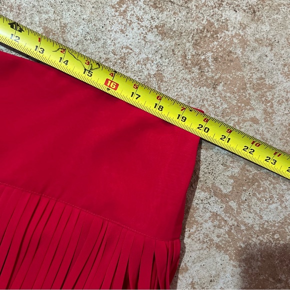 Lane Bryant Fringe Midi Skirt Sz 20 Red Back Lined Knee Length Western Cowgirl - Picture 8 of 14